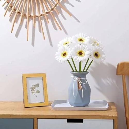 Image of Artificial Gerbera Flower Sticks (Pack of 5) for Home Decor | Realistic Faux Flowers for Vases | Wedding, Office, Living Room & Party Decoration | Long-Lasting, Washable & Reusable