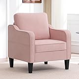 choairy Accent Chair for Living Room, Mid Century Modern Reading Chair for Bedroom, Upholstered Armchair with Side Pockets, Comfy Single Sofa Side Chair for Office, Apartment, Small Room, Pink