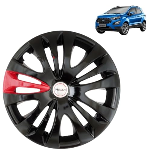 Image of PRIGAN EcoSport Black Red 15 Inch Wheel Cover for EcoSport (Set of 4 Pcs) (Press Fitting) Model- Ertiga T1 BRed 15