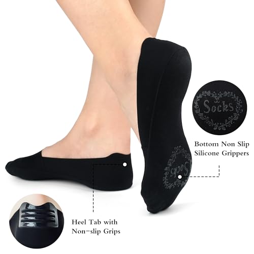 Image of No Show Socks for Women Thin Ice Silk Non-Slip Loafer Footies Socks