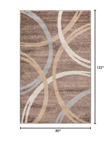 Rugshop Modern Wavy Circles Design Area Rug 2'7" x 4' Brown