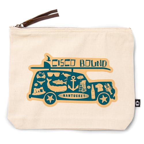 Lantern Press Nantucket, Massachusetts, Coastal Icons, 100% Cotton Zipper Pouch, Travel Accessory, Go Bag