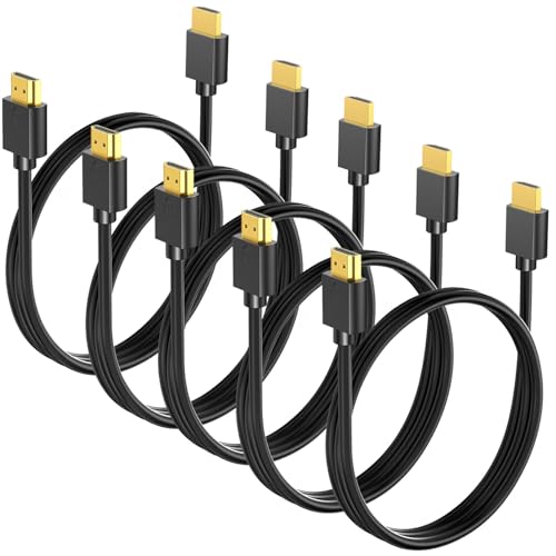 HDMI Cable 6FT 5-Pack, 4K HDMI to HDMI Cable 6FT Multi-pack,Shielded HDMI 2.0 Cord 6 FT with...
