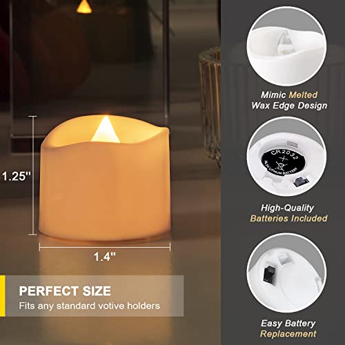Homemory Flickering Flameless Candles With Timer, Long-Lasting Led Tea Lights With Timer, Fake Electric Battery Votive Candles For Table Centerpieces,Halloween,Christmas, Bright Amber 12Pcs, No Remote #TOP5