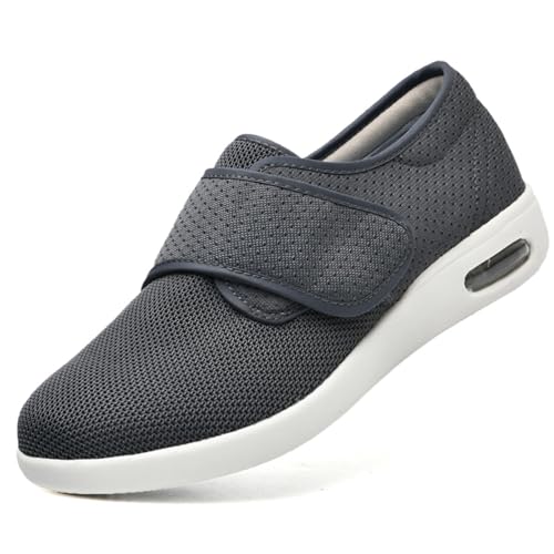 JBTNBX Men Wide Width Diabetic Shoes with Adjustable Closure Lightweight Breathable Walking Sneakers for Elderly Edema Plantar Fasciitis Swollen Feet