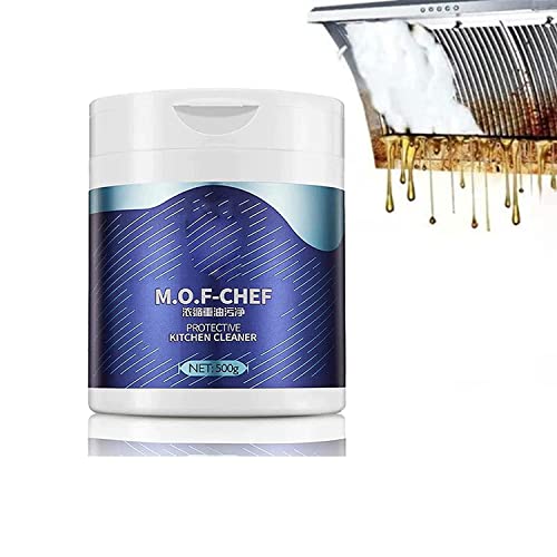 Mof Chef Cleaner Powder 500g Oil Pollution Cleaning Powder Foaming Heavy Oil Stain Cleaner All Purpose Stain Remover Cleaner Powerful Stain Removing Cleaner Powder Stubborn Grease & Grime Remover