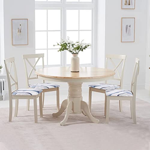 Image of SearchI Seat Covers for Dining Room Chairs Stretch Printed Chair Seat Covers Set of 4, Removable Washable Upholstered Chair Seat Protector Cushion Slipcovers for Kitchen, Office(Blue /White)