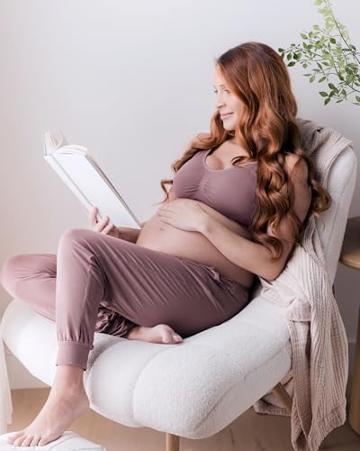 Image of Kindred Bravely Everyday Maternity Lounge Jogger Pants for Postpartum | Soft stretchy sweatpants with pockets and adjustable waistband. Breathable lightweight bottoms with relaxed fit for pregnancy