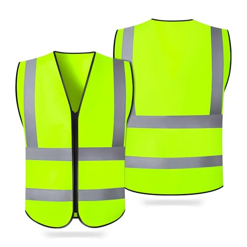 Image of CHGANG Safety Vest, Reflective Hi Vis Vest with Zipper, High Visibility vest for Construction, Traffic