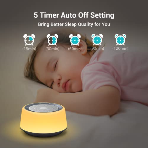White Noise Machine With 30 Soothing Sounds And 7 Colors Warm Night Light For Sleeping, 5 Timers Portable Plug In Sound Machine For Baby, Adults #TOP3