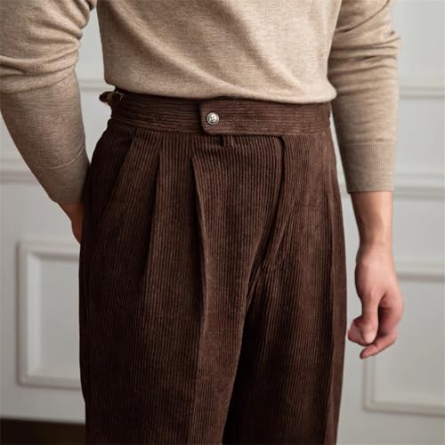 Men's High Waisted Tweed Dress Pants, Pleated Front Vintage Wool Trousers, Expandable Waistband Dress Pant, Ben Davis Pants2
