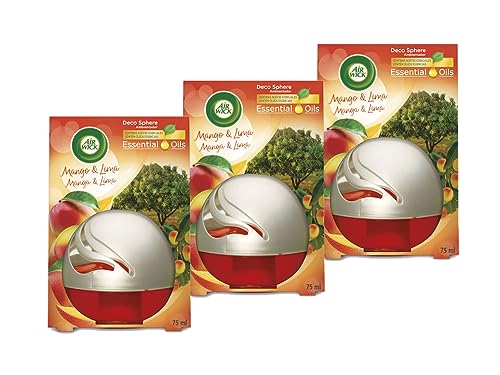 Air Wick Decosphere - ambientador decorativo, esencia para casa y coche con aroma a Mango y lima - 3 unidades