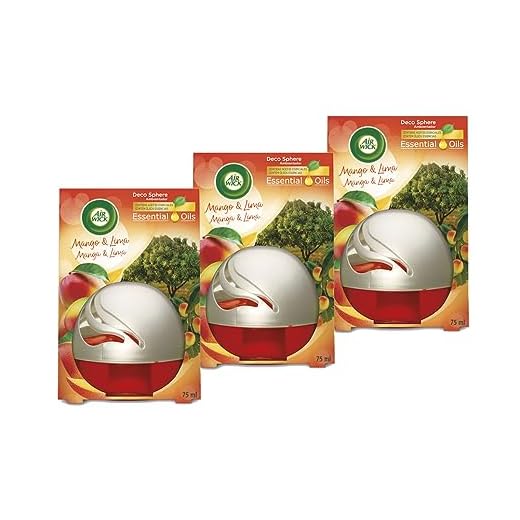 Air Wick Decosphere - ambientador decorativo, esencia para casa y coche con aroma a Mango y lima - 3 unidades