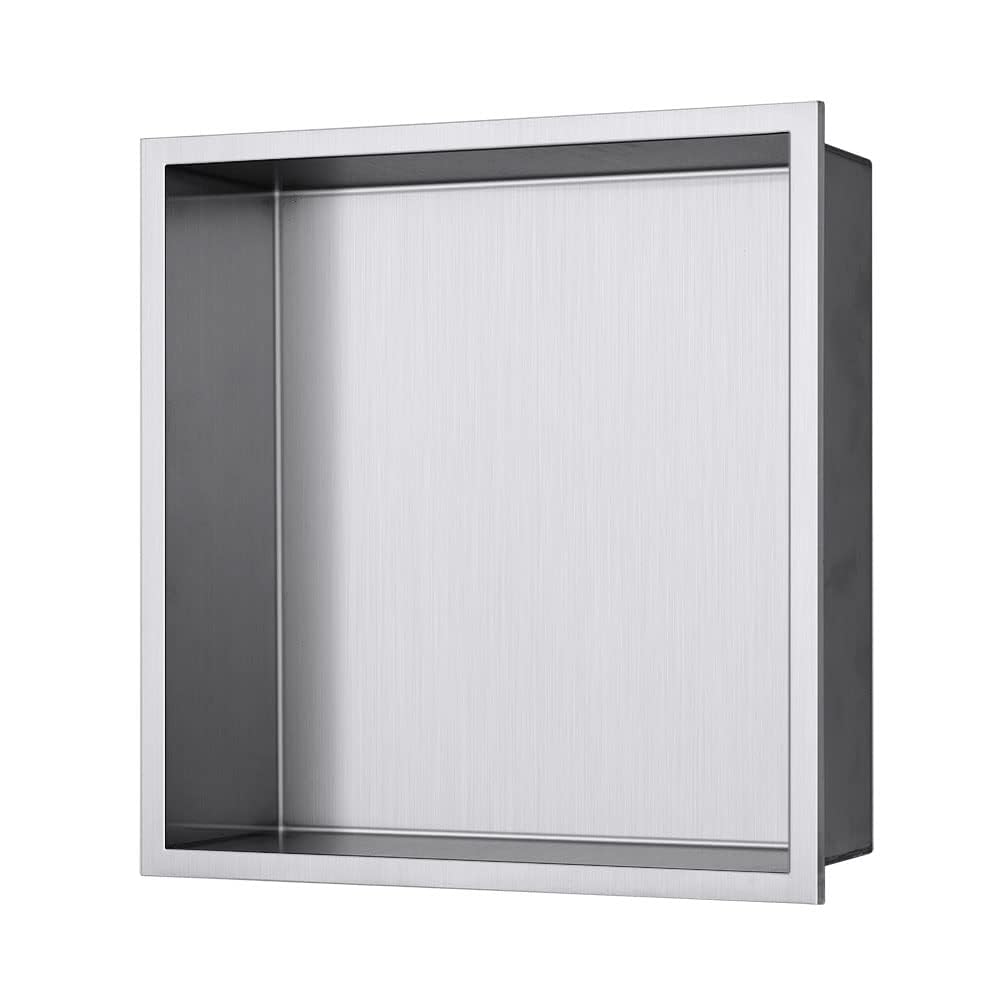 UWYTGF Recessed Shower Caddy Shower Niche Brushed Stainless Steel Mirror Back Storage No Tile Needed Recessed Shower Shelf