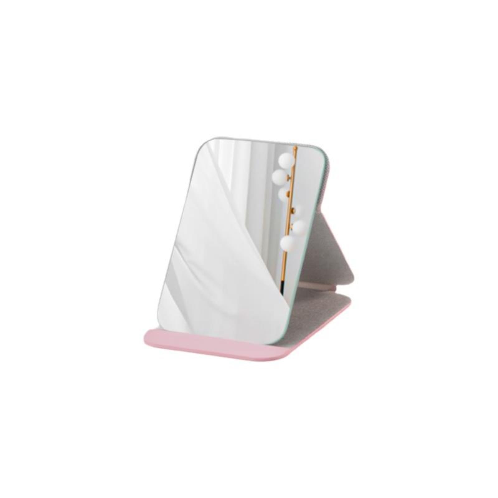 Folding Makeup Mirror Portable Desktop Vanity Adjustable Stand Office Dorm Pink Medium-image-31