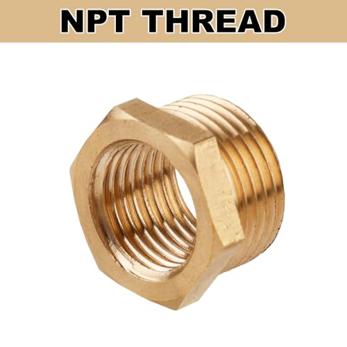 Image of lasuroa 24pcs 1 /4 Inch to 1 /8 Inch NPT Female Reducer Hex Bushing, Brass Reducer Hex Bushing Heavy Duty Threaded Pipe Fitting Adapter for Plumbing Gas Hydraulic Systems