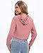 milanpavilion Women's Drawstring Cropped Hoodie Casual Plain Fashion Hoodies Workout Crop Tops Sweatshirt Long Sleeve Top Pink