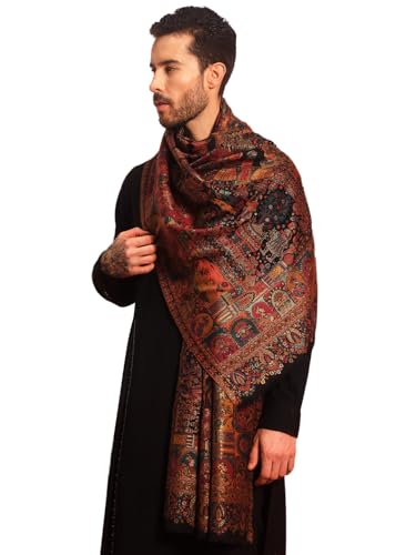 Image of Pashmoda Men Zewar Fine Wool Kaani Shawl, Authentic Kashmiri Luxury Pashmina Style Shawl, Stole, Medium Gents Lohi, Size (40x80 Inches)