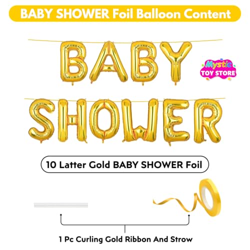 Image of Baby Shower Banner Gold for Home Foil Balloon Decoration Decor Celebration Golden