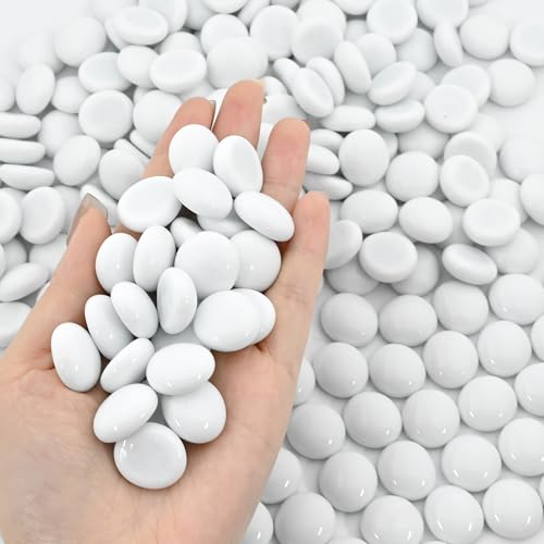 Cuentas de cristal planas blancas de 2.2 libras para rellenar jarrones y decoración 3