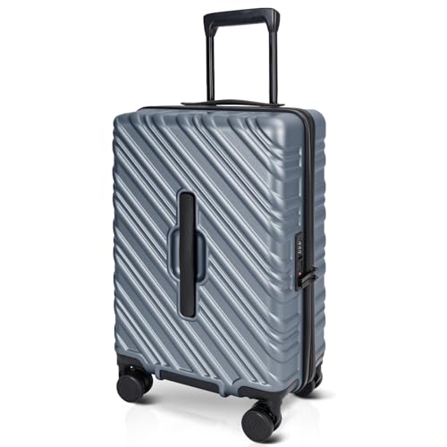 20 Inch Carry On Luggage Airline Approved with Spinner Wheels, 100% PC Hard Shell Carry On Suitcase with TSA Lock, Smooth Rolling Wheels, Lightweight Travel for Men and Women Grey Slightly Small