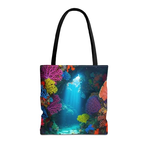 Premium Colorful Coral Cave Tote Bag with Reinforced Stitching