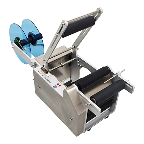 Banfluxion 110V Round Bottle Labeling Machine LT-50 Semi-Automatic Round Bottle Labeling Machine Label Maker Bottle Labeler for Cosmetics, Food, Beverage and Other Industries