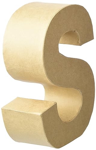 GLOREX 6 2029 119 - Papp - Buchstabe S, Buchstabe aus brauner Pappe, ca. 17,5 X 5,5 cm groß, zum bemalen und bekleben, für Serviettentechnik und Décopatch, ideal als Dekoration
