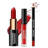 BAISEN DIARY Matte Lipstick & Matte Liquid Lipstick & Lip Liner Makeup Set, All in One Lips Makeup K