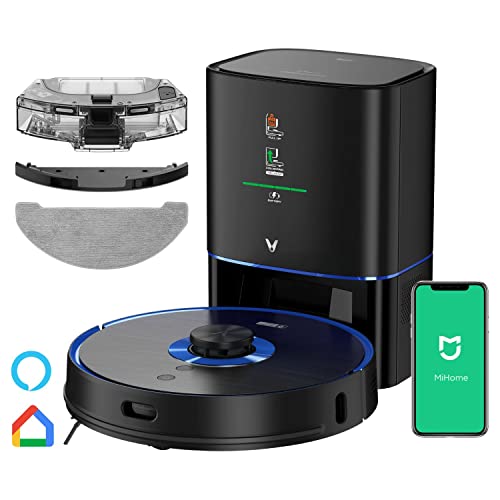 Viomi Alpha S9 Robot Vacuum-Mop, with Auto Dirt Disposal, 2700Pa Suction, 3L Dustbin Capacity, 250ml Smart Water Tank, 5200mAH Battery, MiHome App (Black, 150 Watts)