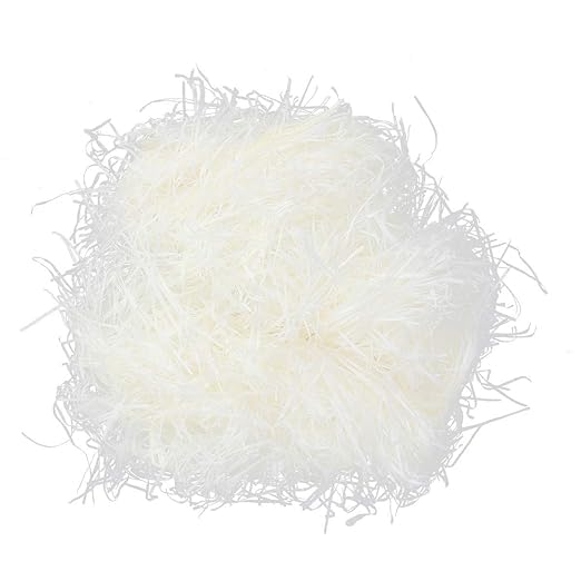 MM WILL CARE 500 gms Easter Basket Paper Grass Raffia Shreds Coloured Shredded Tissue Paper Grass for Hamper Filling, Gift Packaging, Easter Decoration Party Crafts Accessories (50 GMS, WHITE)