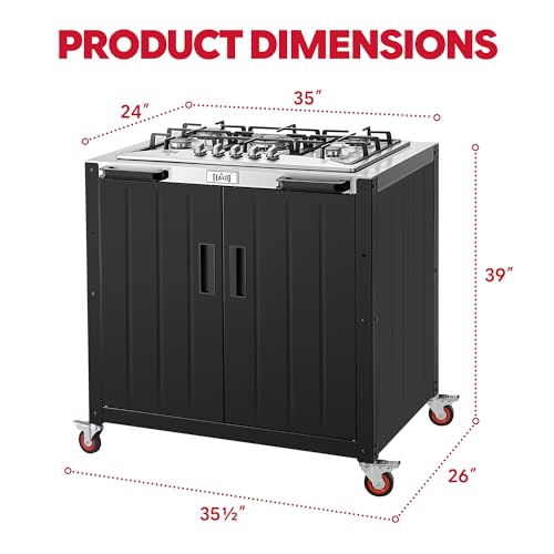 Image of Feasto Modular Outdoor Kitchen Island with 5-Burner Gas Stove and Storage