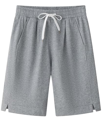 Vcansion Women's 9" Bermuda Shorts Jersey Shorts with Pockets Elastic-Waisted