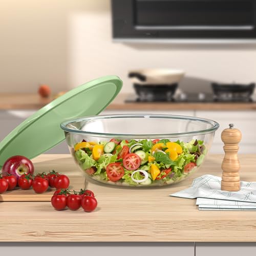 Tazón grande de vidrio transparente 6 Qt para cocina miniatura 7
