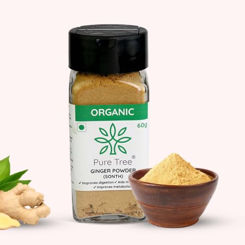 Image of Pure Tree Certified Organic Adrak Powder | 60 g | Glass Jar | Sonti Dry Sonth Powder - Saunth | Allam Powder Ginger Powder For Cooking | Gluten Free Sukku Podi