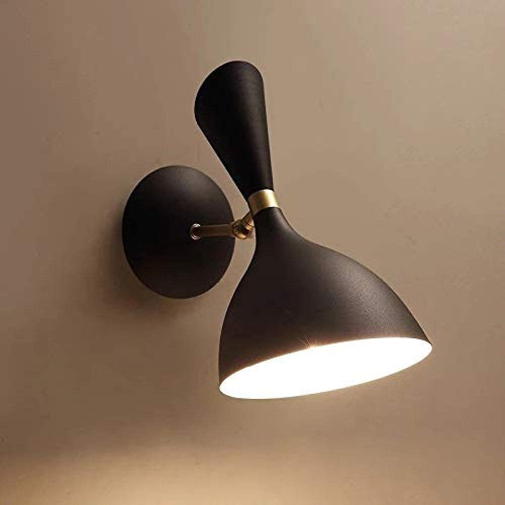 Novedad Lámpara de Pared, Pantalla Interior Blanco? Negro Led Interior Espejo de Baño Luz de Escalera Lámpara de Noche Lámpara de Dormitorio Lámpara de Dormitorio E27 Luz 110V-220V Negro