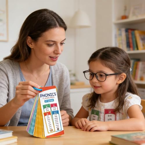 Phonics Flash Cards for Kids 60 Double-Sided Learning Card Educational Letters Digraphs Blends Words Colourful Early Reading Vocabulary Games - 4
