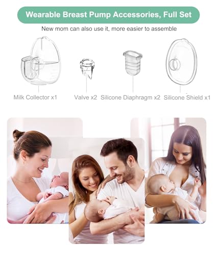 Image of Wearable Breast Pump Parts Compatible with MomWills S28 Wearable Breast Pump Replacement Accessories, One Full Set Milk Collector Cup Include Duckbill Valve, Silicone Diaphragm, 24mm Flange
