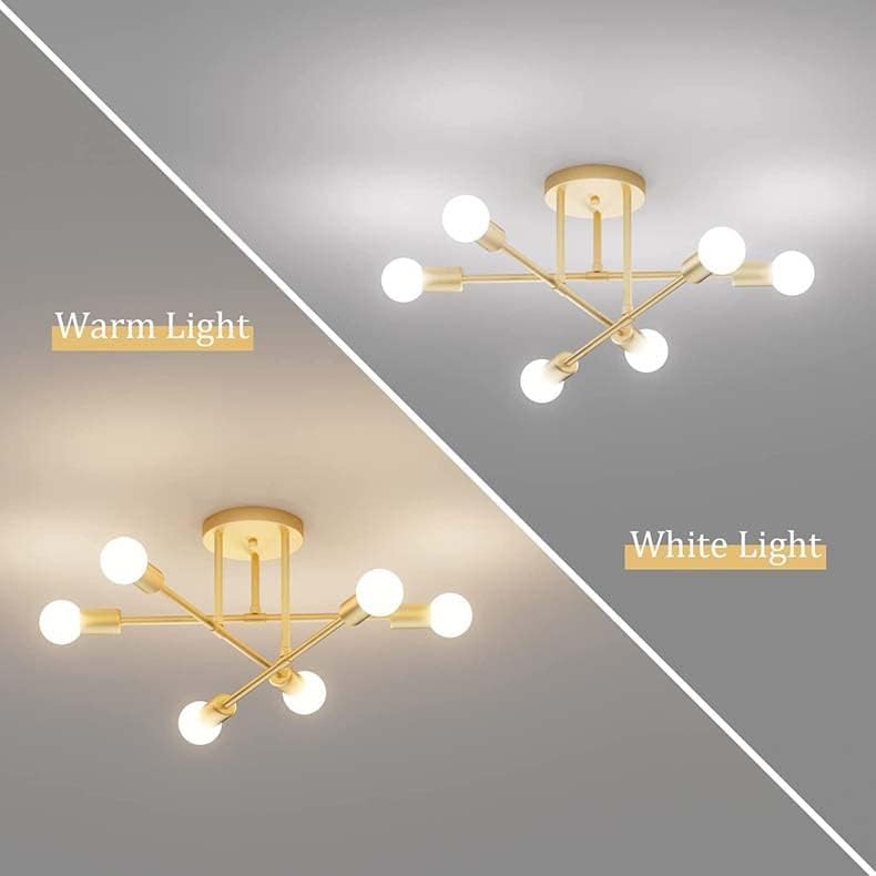 Miniatura 4 de Lámpara de techo semiempotrada, candelabro Sputnik moderno, candelabro Sputnik moderno de 6 luces, lámpara de techo con base de bombilla E26,