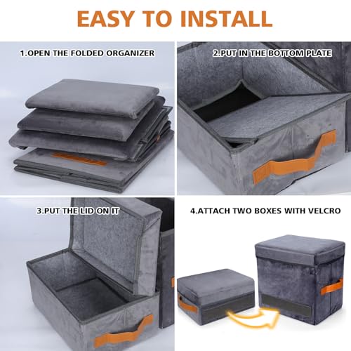 Topmart Foldable Dog Stairs for Bed,3-Step Pet Stairs for Small Dogs, Dog Ramp with 2 Storage Boxes & Dog Condo for Older, Injured & Short-Legged Dogs