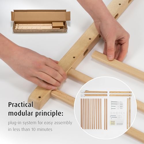 reer Türgitter und Treppenschutzgitter, Baukasten zum Selbstbauen, zum Klemmen oder Schrauben, ausziehbar 63-106 cm, Natur