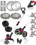 Strimmer Cordless Strimmer for Makita 18V Batteries, 4 IN 1 BRUSHLESS Garden Strimmers with Metal Blade, Grass Strimmer with WHEELS, CUTTING 30CM Electric Trimmer and Strimmer Set(No Battery)