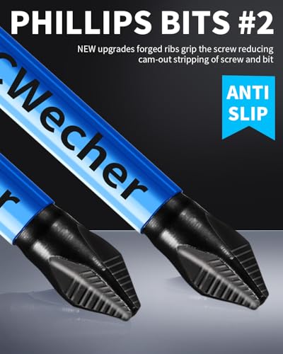 Dcwecher 1INCH- 6 INCH 12-PCS PH2 12-Pack 2 Phillips Bits, Professional Cnc Anti-Slip Phillips Impact Driver Bits #2, 1 In To 6 In Long Screwdriver Bits, Phillips Head Drill Bits S2 Alloy Steel thumb #1