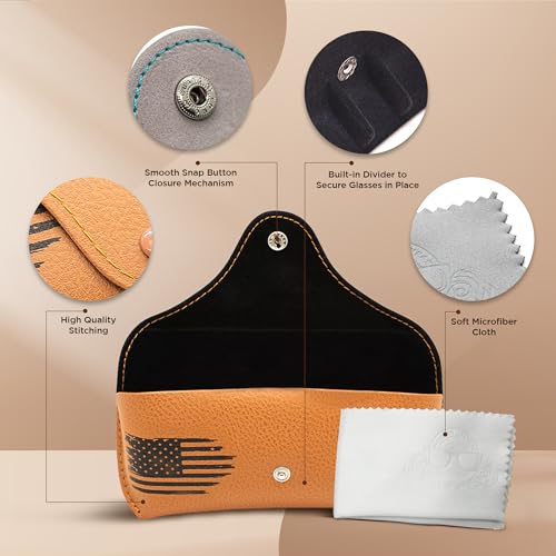 Image of Leather Glasses Case - Slim Glasses Case for Men and Women - Portable Sunglasses Case