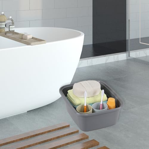 Bac à vaisselle 12 litres compact en plastique gris résistant - 6