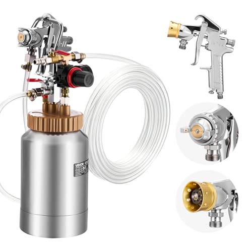 VEVOR Spray Paint Pressure Pot, 0.5 Gal/2 L Pressure Pot Paint Sprayer, φ1.8mm + φ3mm Two Spray Guns Central Pneumatic Sprays Gun with Two 9.8 FT/3 m Hoses for Furniture, Car, Fence, Max 45 Psi