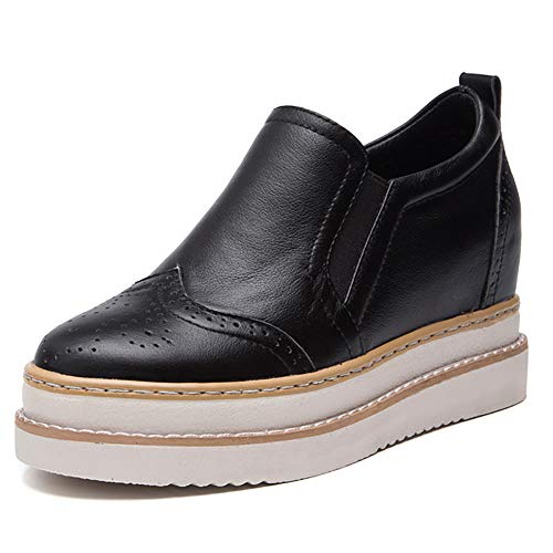 Odema sapato feminino plataforma plataforma anabela vintage Oxford clássico com cadarço e bico redon