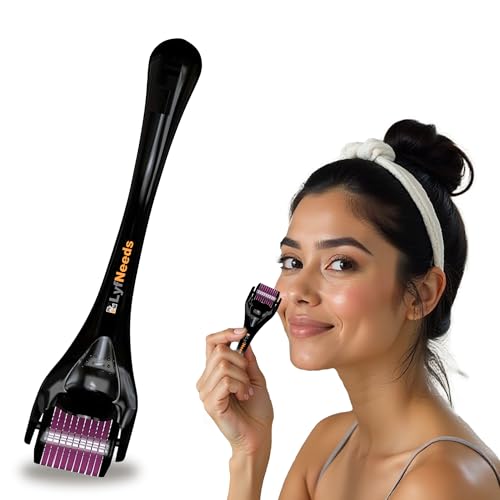 LyfNeeds Derma Roller 0.5mm - 540 Microneedles derma roller for Hair, Facial Skin, and Beard Growth | Stimulate Hair Regrowth & Improve Skin Health | Microneedle Roller for Men & Women