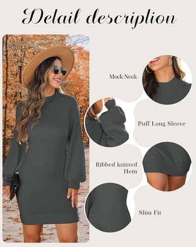 Image of GRECERELLE 2026 Womens Fall Winter Mock Neck Mini Pullover Sweater Dress