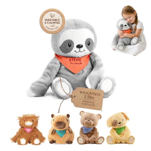 Image of Lilly's Love Weighted Stuffed Animals for Kids - 2.5lb Calming Sloth Plush for Anxiety, ADHD & Sensory | Machine Washable Weighted Stuffed Animal w /Removable Insert | Stevie The Sloth